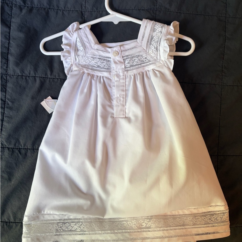 NWT Luli & Me 6M White Lace Trim Baby Dress